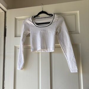 White Long Sleeve Crop Top. SB2